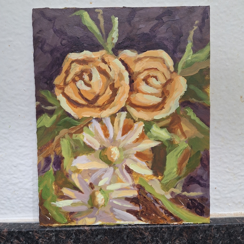 Original Rose Painting Abstract Design